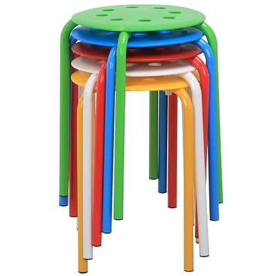 Yaheetech Stackable Stools Set of 5, Classroom Flexible Seating, Multicolor | Stackable, lightweight stools with plastic seats and metal legs hold up to 265 lb each; bright colors for classroom or home.