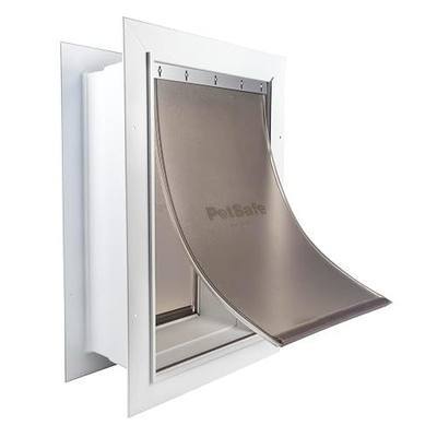 PetSafe Wall Entry Pet Door, Telescoping, Dogs up to 100 lb, Large | Insulates Better Than Metal, Interior & Exterior Install, Weatherproof Double-Flap, DIY Telescoping Tunnel 4.75-7.25 in Walls
