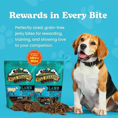 Wild Meadow Farms Classic Lamb Bites Soft Jerky Dog Treats, 3.5 Oz Pouch | Grain-Free Snacks for Pets, Training Rewards, Portion Control, High-Value Incentives, Quality Ingredients For Every Breed Use