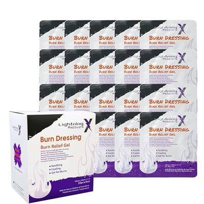Lightning X Products Cooling Burn Relief Gel, 4x4 Inch Trauma Burn Dressing - Box of 20 Pieces