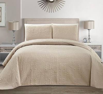 Fancy Collection Embossed Coverlet Bedspread Over Size Set Solid # Austin (Beige/Khaki, King/California King)