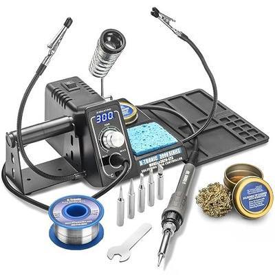 The Original X-Tronic 3020-XTS • 75W Soldering Iron Station Kit • 2 Helping Hands • Silicone Tool Mat • 5 Extra Tips • 50g Roll of Solder • Brass Sponge • Cleaning Flux • C/F Conversion • Auto Sleep!
