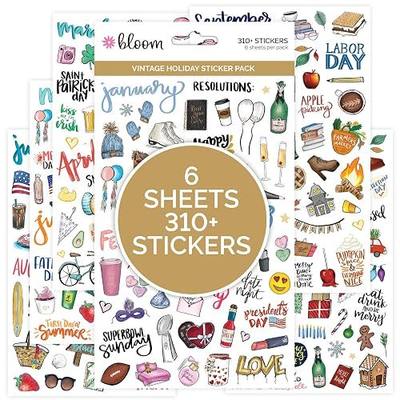 bloom daily planners Holiday Seasonal Planner Sticker Sheets - Vintage Seasonal Sticker Pack - Removable & Repositionable - Over 310 Stickers Per Pack!