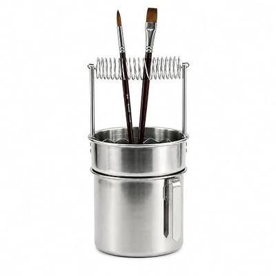 Double Layer Paint Brush Washer, Stainless Steel Oil Paint Brush Cleaner with Spiral Holder, Removable Strainer and Wash Tank for Oil, Acrylic, Watercolor