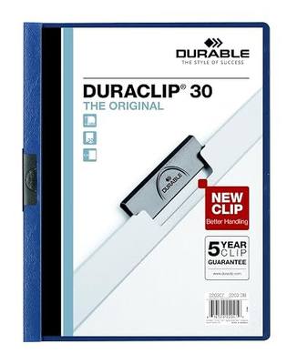 Durable Report Cover with DURACLIP Letter-Size 8.5" x 11" Inches - Holds Up to 30 Pages - Clear Cover and Dark Blue Border - Box of 25