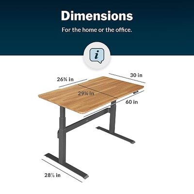 Vari Electric Standing Desk - Sit to Stand Desk - Push Button Memory Settings… (60, Butcher Block w/Crossbar)