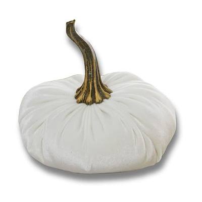 Your Heart's Content Ivory 6.25 inch Velvet Pumpkin, Modern Rustic Mantle Decor, Entryway Decor, Farmhouse Cozy Home Decor, Table Centerpiece (Ivory)