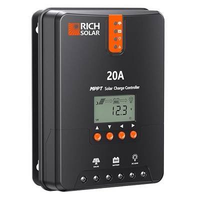 RICH SOLAR 20A MPPT Solar Charge Controller – High-Efficiency 12V/24V Auto Detection, 99% Tracking, Rugged Design for RVs, Boats & Off-Grid Systems
