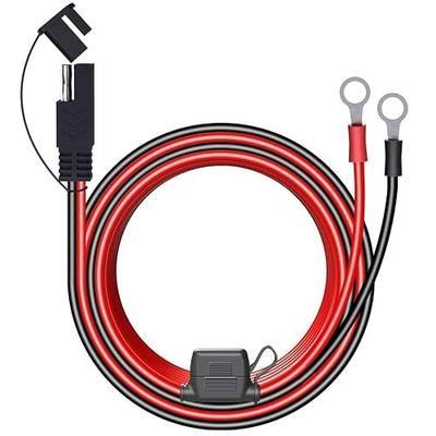 6FT 16AWG SAE to O Ring Terminal Harness, Heavy Duty Battery Quick Disconnect Extension Cable with 10A Fuse, 12V 24V Waterproof Quick Release Eyelet Connector for Motorcycle, Car, Marine, Lawn Mower