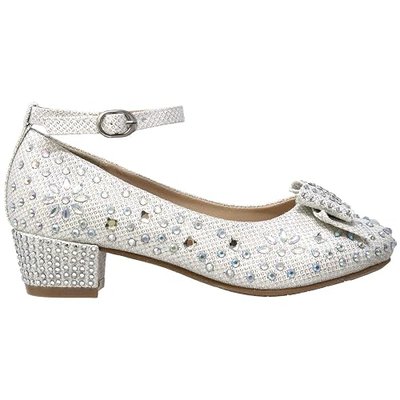 SOBEYO Girl's Dress Shoes Glitter Rhinestone Bow Accent Mary Jane Kids Pumps