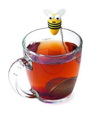 Joie Bumble Bee Tea Ball Infuser, Steep and Strain Loose Leaf Tea, Securely Sits on Side of Mug, Cute Bee Design, Stainless Steel, BPA-Free