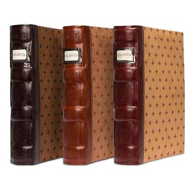 Bellagio-Italia Tuscany DVD Storage Binder Assortment 3-Pack - Stores Up to 144 DVDs, CDs, or Blu-Rays - Includes 1 Cognac, 1 Chestnut, and 1 Crimson