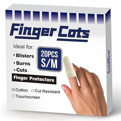 Evridwear 20PCS Cotton Finger Cots for Eczema, Cracked Skin, Calluses | Moisture Wicking Cotton Cushion Finger Covers Cot Sleeves Fingertips Protect for Men & Women,S/M