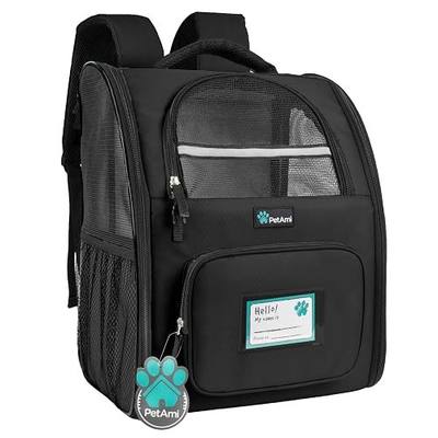 PetAmi Dog Backpack Carrier Airline Approved Cat Pet Puppy Bag, Black