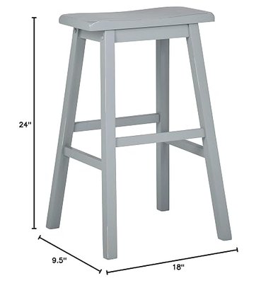 Amazon Brand – Stone & Beam Cottage Wood Saddle Kitchen Bar Counter Stool, 24 Inch Height, Blue