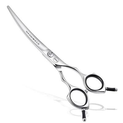 HASHIMOTO Curved Dog Grooming Scissors, 6.5 inch, Trimming Face and Paws. | Sharp, lightweight, 440C Stainless Steel, 30 Degree of Curved Blade