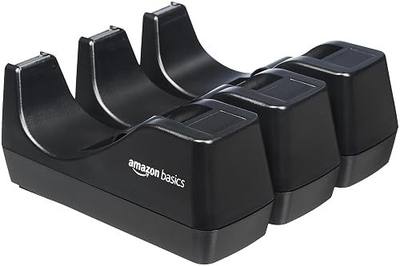 Amazon Basics Weighted Desktop Tape Dispenser with Non-Skid Base, Desk Accessory, 3-Pack