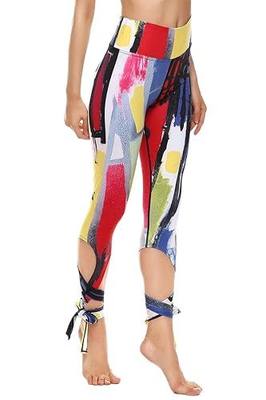 COCOLEGGINGS Womens Digital Print High Waisted Workout Capri Leggings Tights