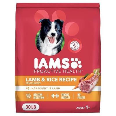 IAMS Proactive Health Minichunks Dry Dog Food, Lamb & Rice, 30 lb | Real Lamb #1 Ingredient, Omega-6 Fatty Acids for Skin & Coat, Natural Fiber & Prebiotics, No Fillers or Artificial Flavors