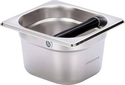 Coffee Knock Box Stainless Steel, 6.9 Inch Espresso Knock Box for Espresso Coffee Grounds, Built-In Knock Box with Rubber Knock Bar, 2L Large Capacity for Home Barista & Coffee Bar