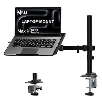 WALI Laptop Desk Mount for 17 inch Notebook, Adjustable Single Monitor Arm with Laptop Holder for 32 inch Screen, Laptops Stand with Ventilated Tray, Up to 22 lbs, (M00LP), Black