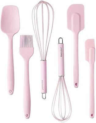 Rorence Silicone Whisk Spatula Spoonula & Brush Set of 6 - pink