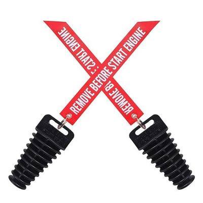 1.07" - 1.85" Muffler Exhaust Wash Plug, Motorcycle Dirt Bike 2 & 4 Stroke w/Streamer Remove Before Start Engine Rubber Exhaust Silencer (2 Pack) (1.07"-1.85")