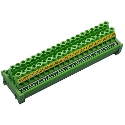 Electronics-Salon DIN Rail Mount 20 Position 30A / 300V Screw Terminal Block Distribution Module.
