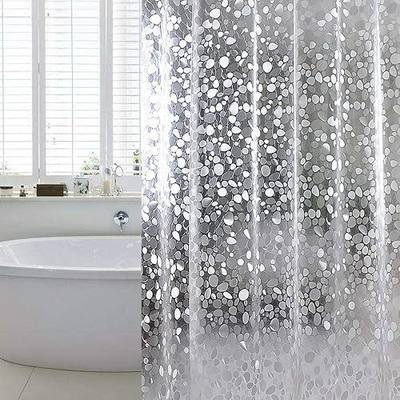 WELTRXE Shower Curtain Liner Waterproof, 8G Thick EVA, Heavy Duty Shower Liner with Magnets, 3D Pebble Bath Curtain for Stall, Bathtubs Bathroom, 72 x 72, 12 Hooks
