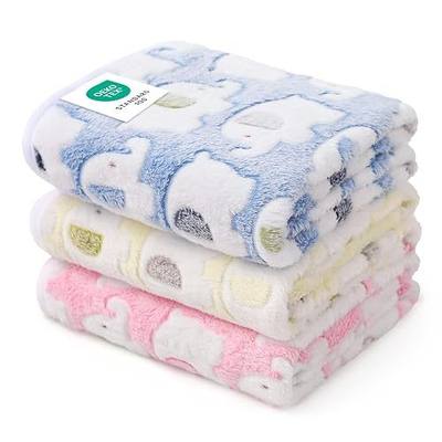 1 Pack 3 Blankets Super Soft Fluffy Premium Cute Elephant Pattern Pet Blanket Flannel Throw for Dog Puppy Cat Blue/Pink/Yellow Small(23x16 inch)