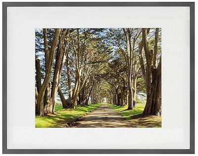 Golden State Art, Brushed Texture Aluminum Picture Frame - Ivory Mat - Wall/Table Display - Real Glass (Dark Grey, 11x14 for 8x10)