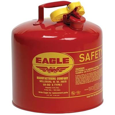 Eagle 5 Gallon Type I Red Safety Gas Can for Gasoline | Flame Arrester and Self-Closing Lid, Made in the USA, Galvanized Steel Flammable Storage Can, UI50S