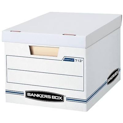 Bankers Box 30-Pack Basic-Duty File Storage Box with Lid, Letter/Legal | Tame everyday paperwork with affordable file boxes, lift-off lids, and reinforced handles for simple record storage.