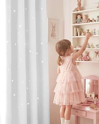 NICETOWN Blackout Curtains with The Stars Cut-Outs - Grommet Thermal Insulated Window Treatment Drapes for Baby Room/Play Room/Living Room (42 inches by 63 inches, 2-Pack, Greyish White)