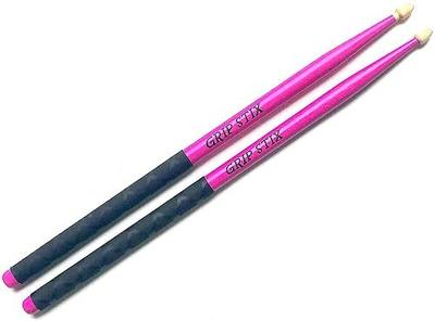 15" Long PINK with Black NON-SLIP Grip Drumsticks -Ideal for All Drumming; Cardio, Fitness, Aerobic & Workout Exercises