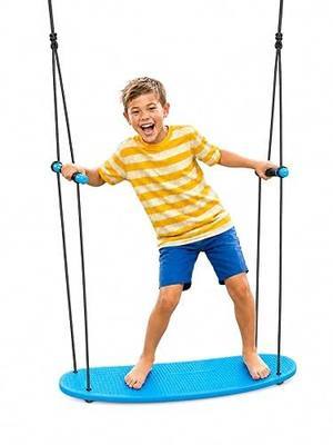Swurfer Kick Stand Up Surfing Tree Swing Outdoor Swings for Kids Up to 200 Lbs - Hang from Up to 10 Feet High - Includes 24" SwingBoard, UV Resistant Rope, & Handles