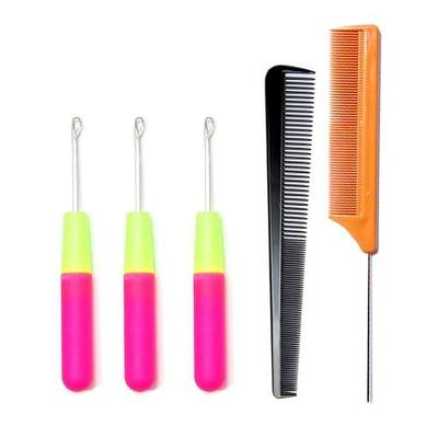 Favorict (5 Pack) Latch Hook Crochet Needle Comb Set for Micro Braids, Hair Extension, Feather and Dread Maintenance Installation