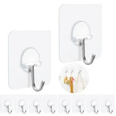 FOTYRIG Adhesive Hooks Heavy Duty, 15lb(Max) 180 Degree Rotating Wall Sticky Hooks for Hanging Wall Hangers Without Nails Seamless Stick on Bathroom Kitchen Office Outdoors-10 Packs
