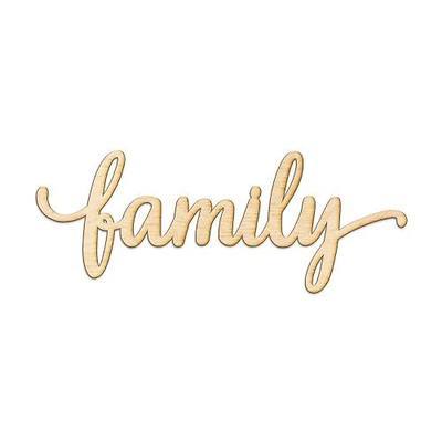 Woodums – Family Script Wooden Wall Art Decor, Unfinished Wood Sign for Family Room Decor, Charlie Script Letter Wood Cutout, Wall Decorations for Living Room 8 x 3 Inches