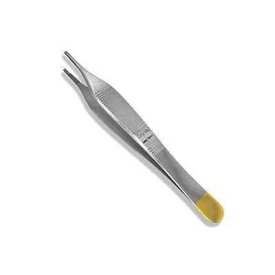 Cynamed T/C Adson Plastic Surgery Forceps 4.75" Straight Fine Point with Tungsten Carbide Inserts Surgical Veterinary Instruments with Gold Handle (9X9 Teeth, Adson Brown Forceps, TC)