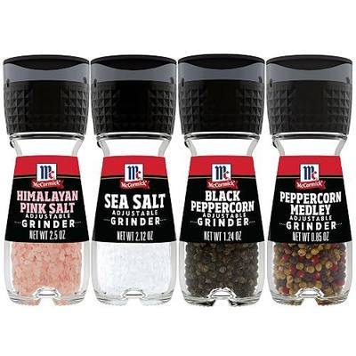 McCormick Grinder Essentials Variety Pack, Non GMO, Varieties Include Black Peppercorn, Himalayan Pink Salt, Peppercorn Medley & Sea Salt, 6.47 oz