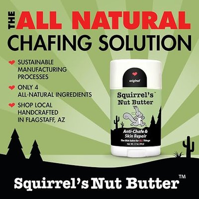 Squirrel's Nut Butter Anti Chafing Stick | All Natural Chafe Prevention & Skin Care for Athletes, Runners & Adventurers | Thighs, Arms, Pack Straps & More | 1.7 oz