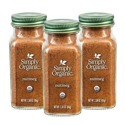 Simply Organic Pure Ground Nutmeg, 2.3 Ounce Jar, Aromatic, Subtly Spicy-Sweet Flavor, Kosher, No GMO, No ETO (Pack of 3)