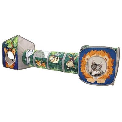 Kitty City Safari Jungle Cat Play Set, Collapsible Pop-Up Cat Toys Combo with Cube, Tunnel & Hideout, Interactive Indoor Kitty Playhouse for Exercise, Hiding & Lounging