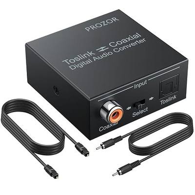 PROZOR 192K Bi-derectional Coaxial Optical Converter, Optical SPDIF Toslink to Coaxial, Coaxial to Optical SPDIF Toslink, Support DTS/Dolby-AC3, Bi-derectional Digital Splitter with Optical Cable