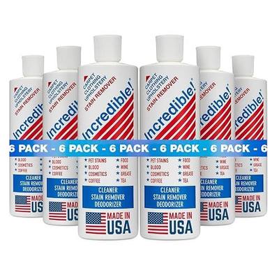 INCREDIBLE! Stain Remover | Commercial Pack for New & Old Stains | Professional Stain Remover, Odor Eliminator & Deodorizer for Carpets, Laundry, Upholstery & Mattresses | 6 Pack