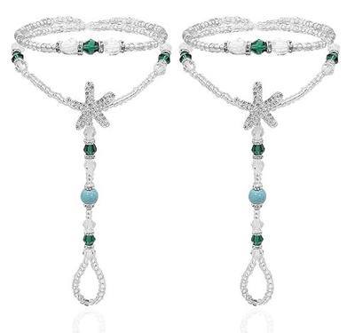 Bellady 2Pcs Pearl Ankle Chain Barefoot Sandals with Starfish Beach Wedding Foot Jewelry