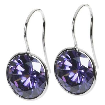 Round Cubic Zirconia Crystal Rhodium-plated Sterling Silver French Hook Dangle Earrings