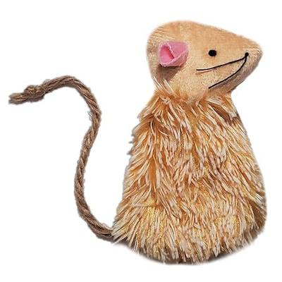 Refillable Mouse Toy Stuffed with Your Choice of 5 Different Cat Drugs (Tatarian Honeysuckle, Silver Vine, Valerian Root, Lemongrass, Catnip) (Brown, 4-in-1 Catnip Alternative Blend)