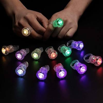 White Led Glow Rings 24 Pack Bachelorette Party Light Up Diamond Bling Flashing Plastic